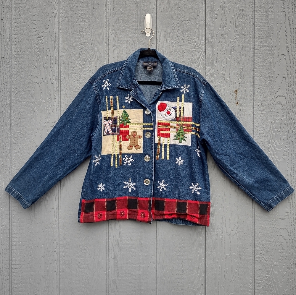Vintage‎ New Directions Patchwork Christmas Shirt Jacket Large